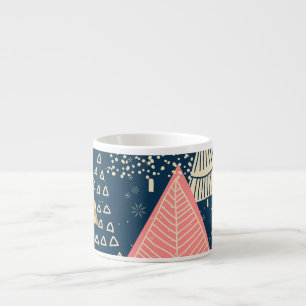 Taza De Espresso Los Árboles de Navidad Festivan El Ilustracion Sin