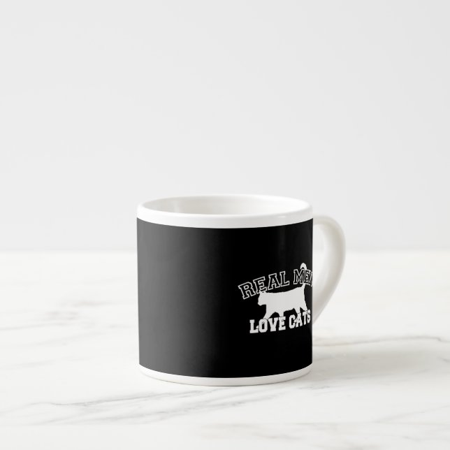 Taza De Espresso Los hombres de verdad aman la silueta de los gatos (Derecha)