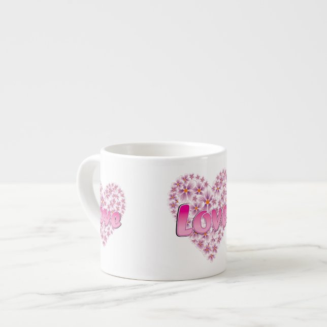 Taza De Espresso Love Daisy Heart Pink (Izquierda)