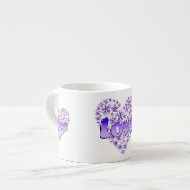 Taza De Espresso Love Daisy Heart Purple (Izquierda)