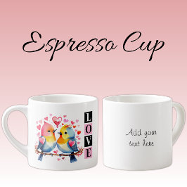 Taza De Espresso Lovebirds custom text pink