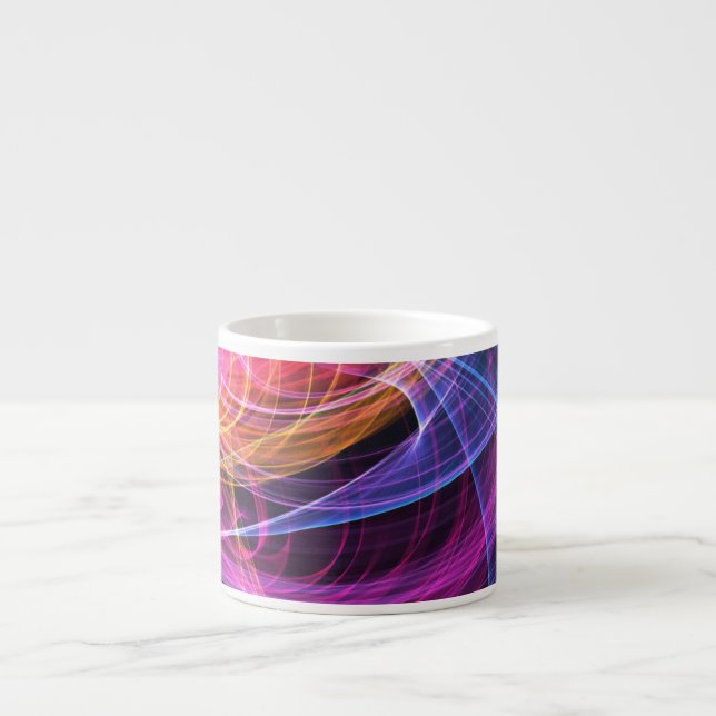 Taza De Espresso Luces de vórtice de arcoíris abstracto (Frente)