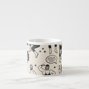 Taza De Espresso Lucha libre: patrón de lucha mexicana