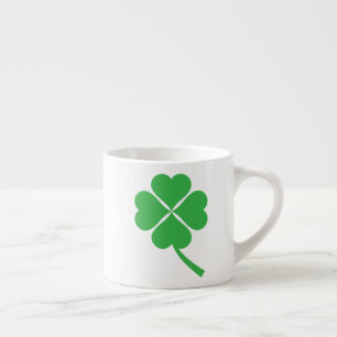 Taza De Espresso Lucky Four Leaf Shamrock Design-87906