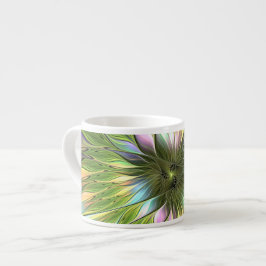 Taza De Espresso Luminoso colorido Fantasía Flor Fractal Art