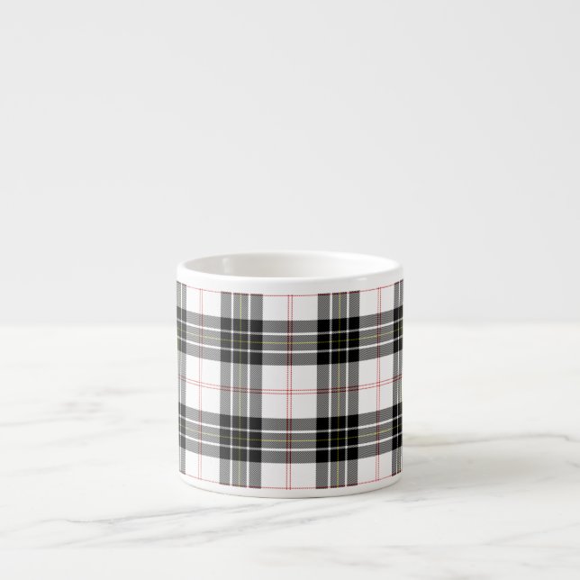 Taza De Espresso MacPherson tartan blanco negro plaid (Frente)