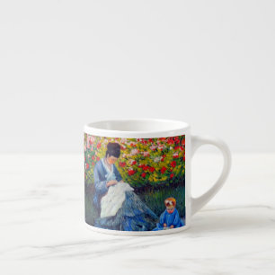 Taza De Espresso Madre y niño monet en el jardín