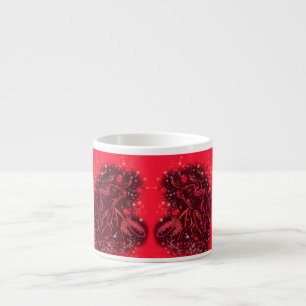 Taza De Espresso Mágico Néon Rojo Bulls corriendo una noche estrell