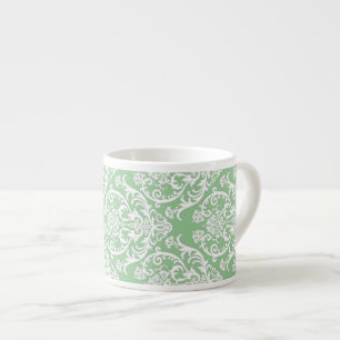 Taza De Espresso Magnífico patrón de damasco blanco