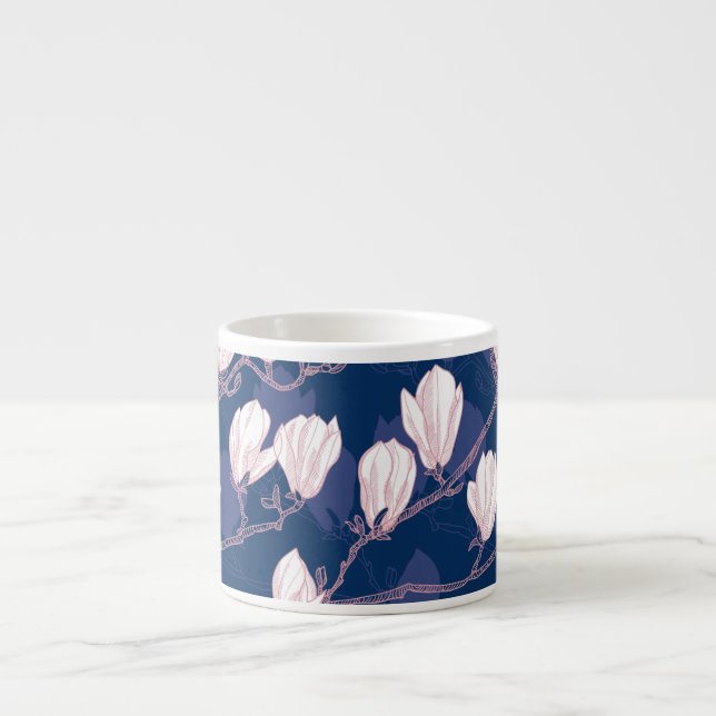 Taza De Espresso Magnolia Elegance: El florecimiento de la primaver (Frente)
