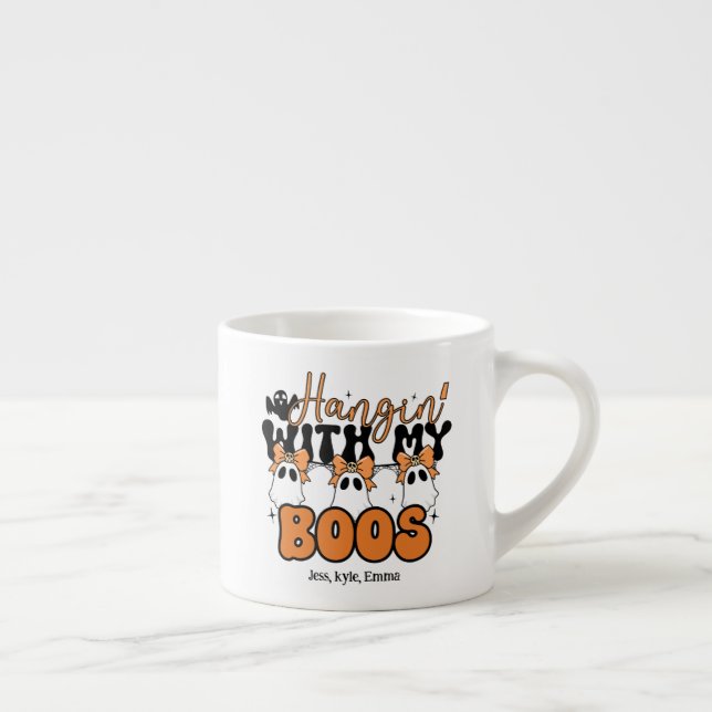 Taza De Espresso Mamá de Halloween personalizado con mi Boos (Derecha)
