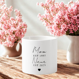 Taza De Espresso Mamá Nana EST Año Personalizado regalo Minimalista