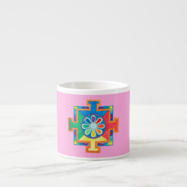 Taza De Espresso Mandala de la creación acuarela
