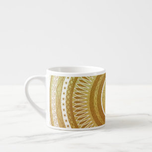Taza De Espresso Mandalá de Oro y Brillo