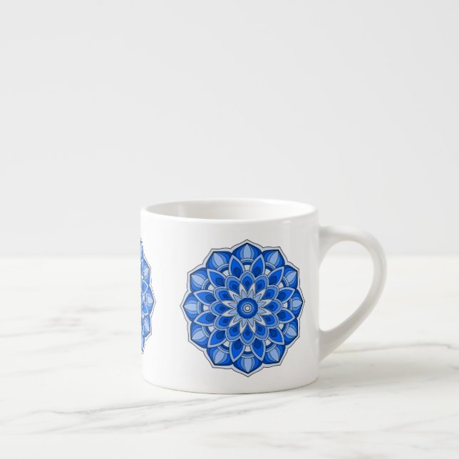 Taza De Espresso Mandala en azul (Derecha)