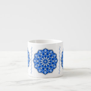 Taza De Espresso Mandala en la Mug de especialidad azul