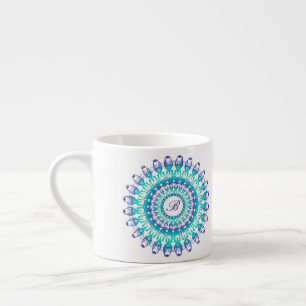 Taza De Espresso Mandala étnica del teléfono. monograma