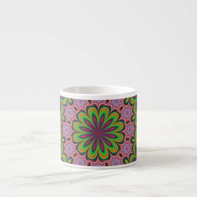 Taza De Espresso Mandala Geométrica Rosette Retro Hippie (Frente)