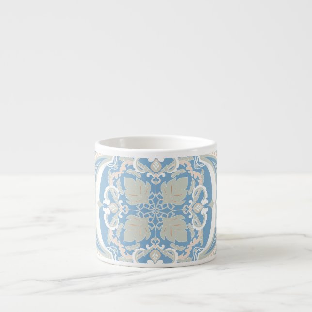 Taza De Espresso mandala pastel en azul (Frente)