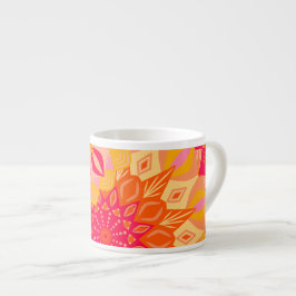 Taza De Espresso Mandalas superpuestos naranja rosa amarillo