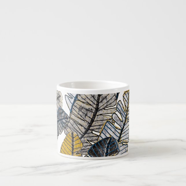 Taza De Espresso Mano dibujada: hojas tropicales (Frente)