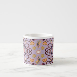 Taza De Espresso Manteles florales indios: adorable patrón pastel