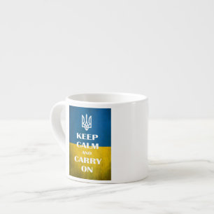 Taza De Espresso Mantén la calma y sigue adelante emblema ucraniano