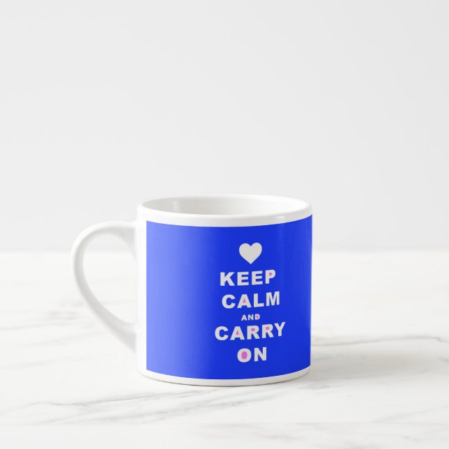 Taza De Espresso MANTENER LA CALMA Y LLEVAR EL Azul (Izquierda)