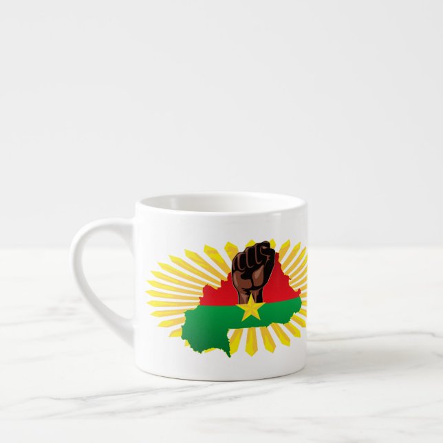 Taza De Espresso Mapa de Burkina, bandera y puño de la revolución (Izquierda)