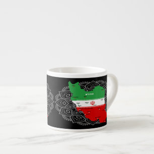Taza De Espresso Mapa de Irán con bandera y emblema
