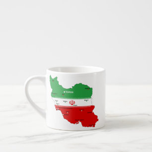 Taza De Espresso Mapa de Irán con bandera y emblema