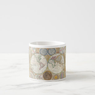 Taza De Espresso Mapa de viaje mundial geografía antigua vintage