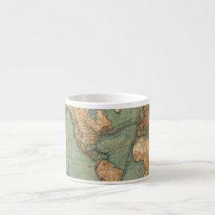 Taza De Espresso Mapa del mundo antiguo de la vieja época