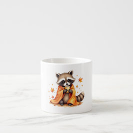 Taza De Espresso Mapache Acogedor en una Manta Bebiendo Café clima 