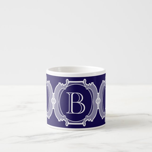 Taza De Espresso Marco del blanco del monograma (Frente)