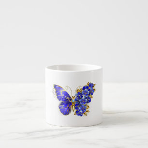Taza De Espresso Mariposa Flor Zafiro