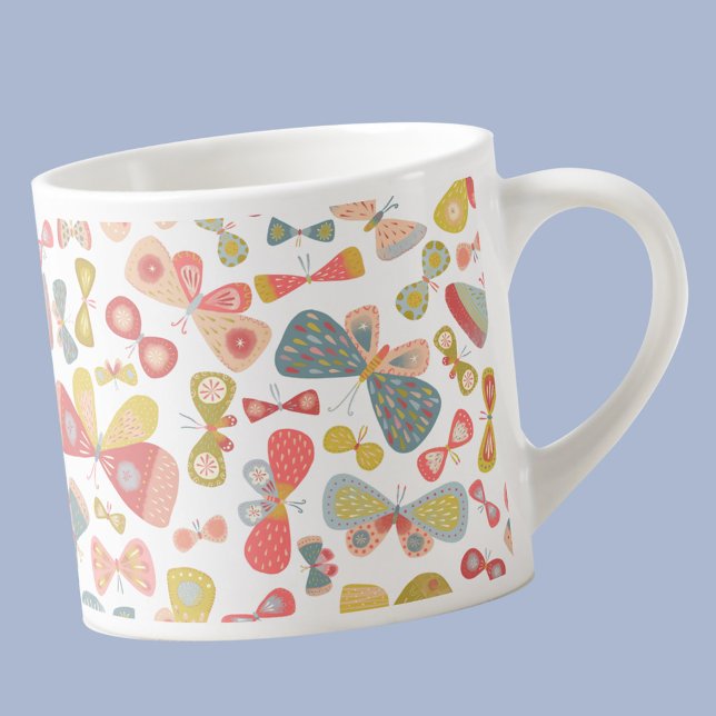 Taza De Espresso Mariposa Pastel moderna (Modern pastel butterfly pattern  espresso cup)