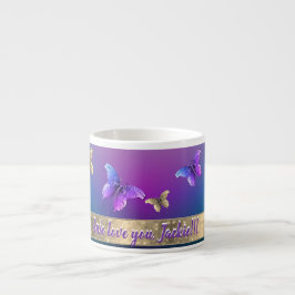 Taza De Espresso Mariposa romántica con especialidad de texto Mug
