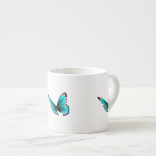 Taza De Espresso Mariposa verde azulada
