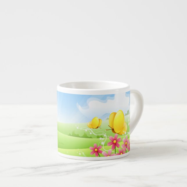 Taza De Espresso Mariposas amarillas (Derecha)