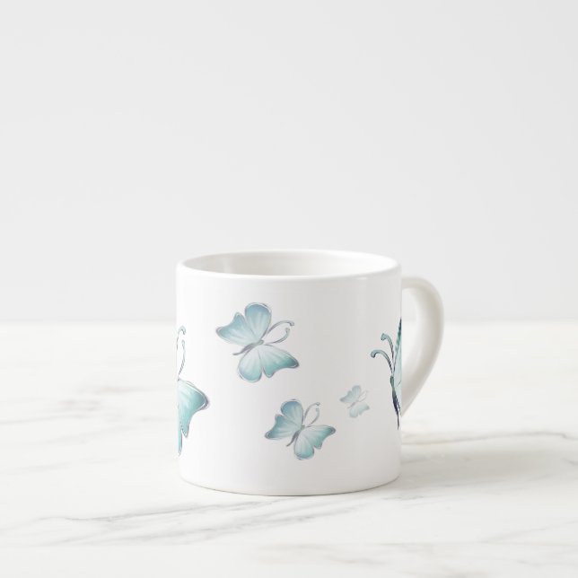 Taza De Espresso Mariposas de color azul (Derecha)