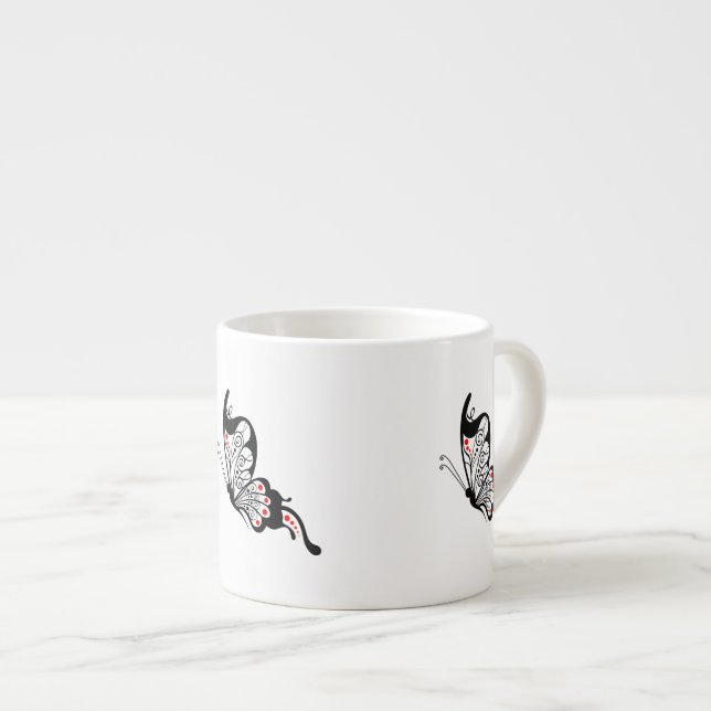 Taza De Espresso Mariposas de encaje negro 2 (Derecha)