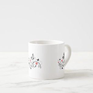 Taza De Espresso Mariposas de encaje negro 4