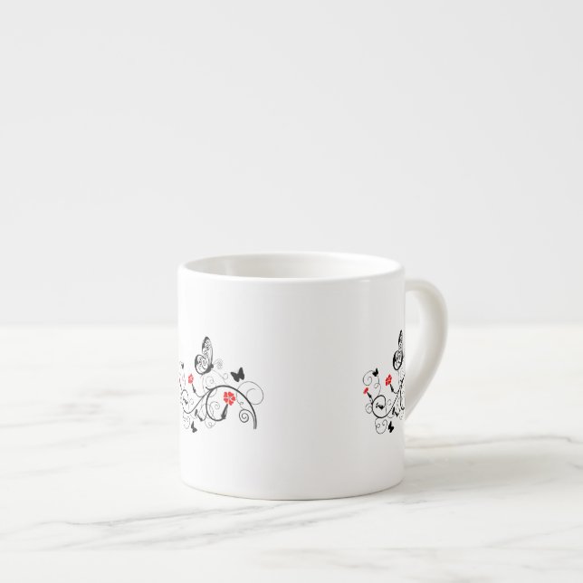 Taza De Espresso Mariposas de encaje negro 4 (Derecha)