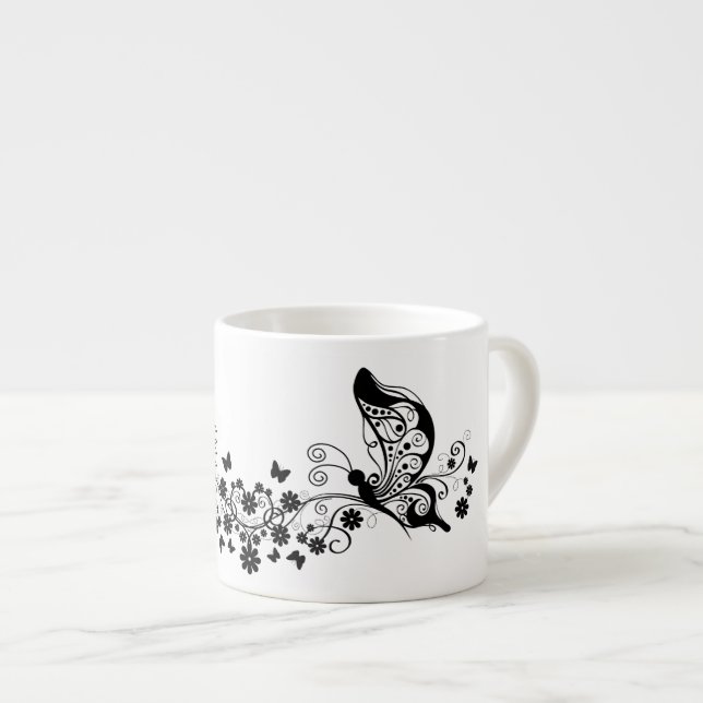 Taza De Espresso Mariposas de encaje negro 8 (Derecha)