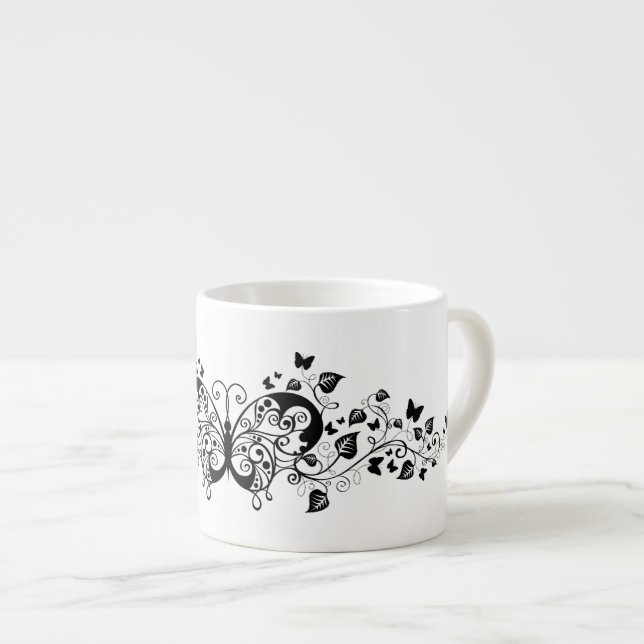 Taza De Espresso Mariposas de encaje negro 9 (Derecha)