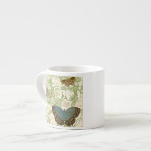 Taza De Espresso Mariposas en chapa con diseño floral