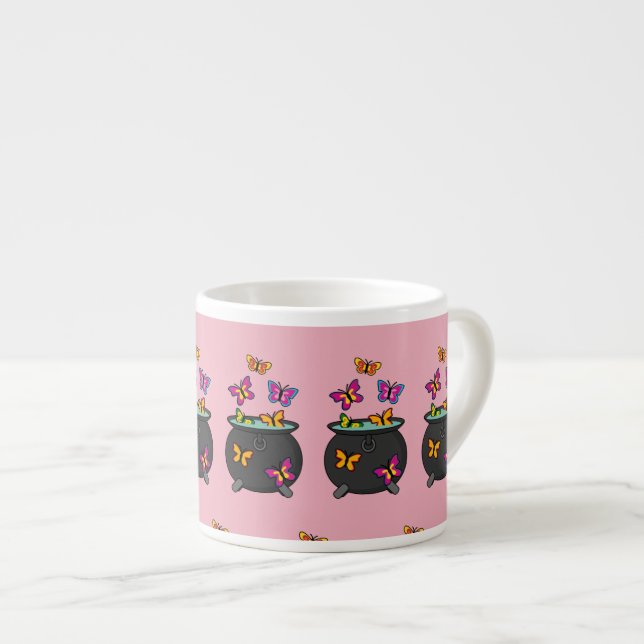 Taza De Espresso Mariposas mágicas de un Cauldron (Derecha)