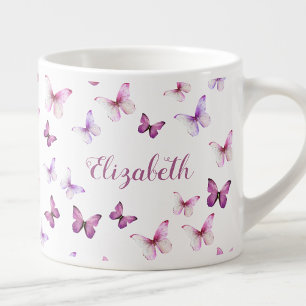 Taza De Espresso Mariposas Rosadas Bonitas Nombre Personalizado