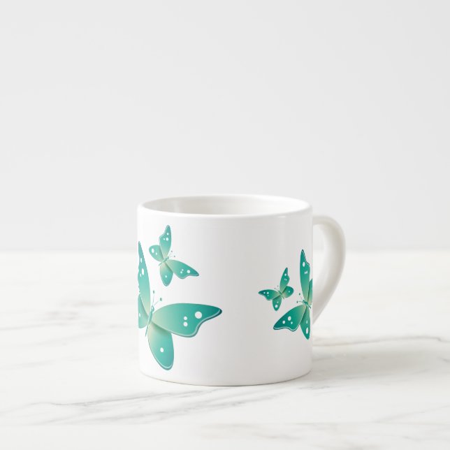 Taza De Espresso Mariposas verdes (Derecha)
